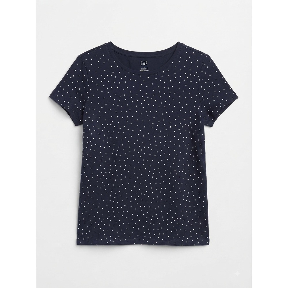 Gap Favorite T Shirt Womens Large Navy Blue White Polka Dot Cotton Modal Tee